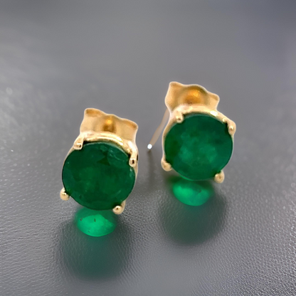 Natural Emerald Stud Earrings 14k Yellow Gold 1.63 Carats Certified $3,590 210741