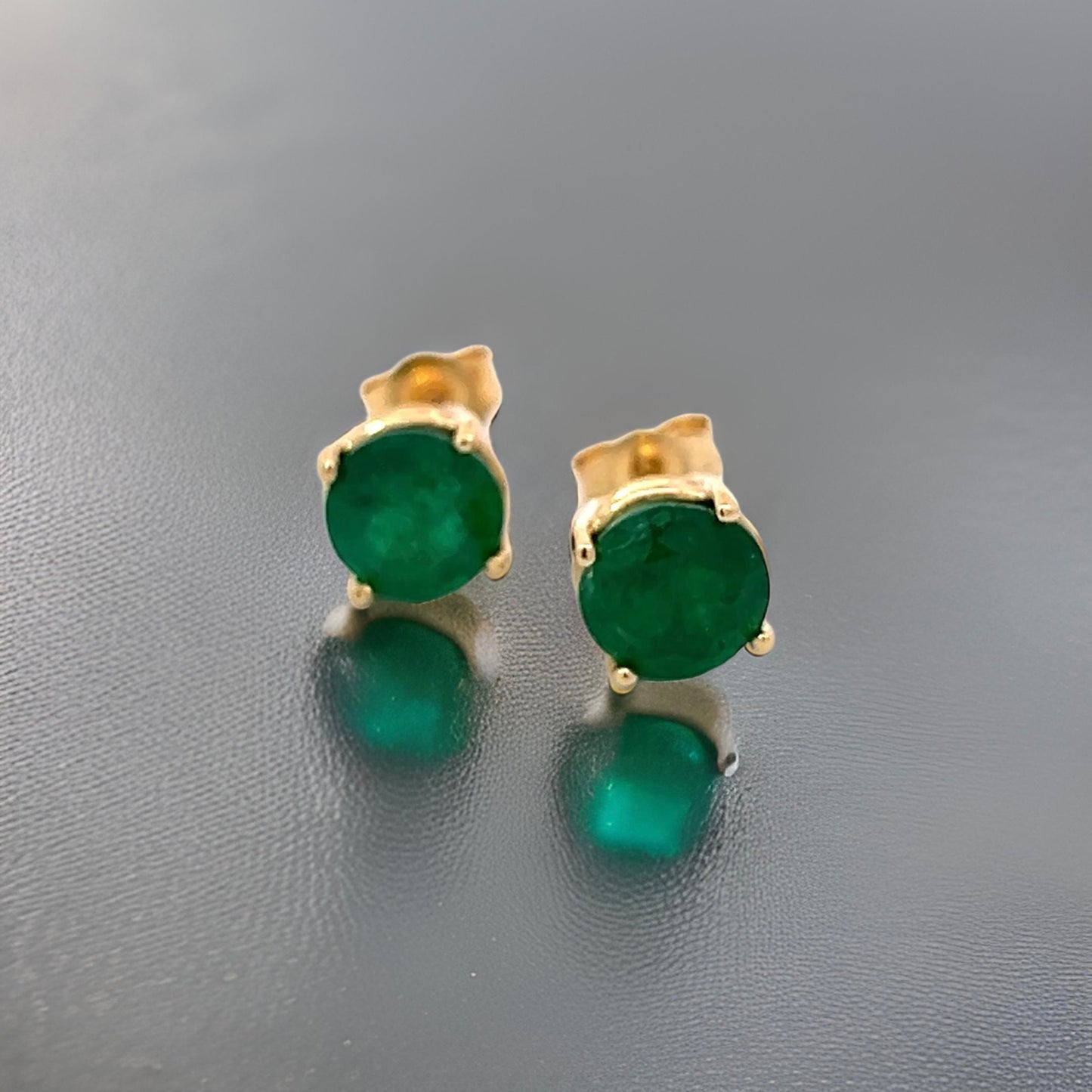 Natural Emerald Stud Earrings 14k Yellow Gold 1.63 Carats Certified $3,590 210741