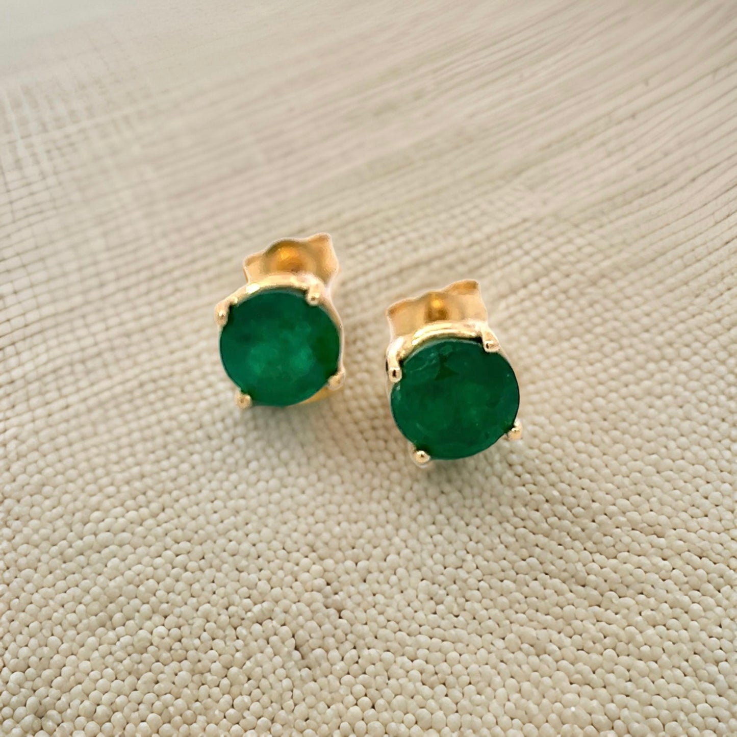 Natural Emerald Stud Earrings 14k Yellow Gold 1.63 Carats Certified $3,590 210741