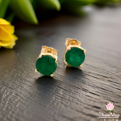 Natural Emerald Stud Earrings 14k Yellow Gold 1.63 Carats Certified $3,590 210741