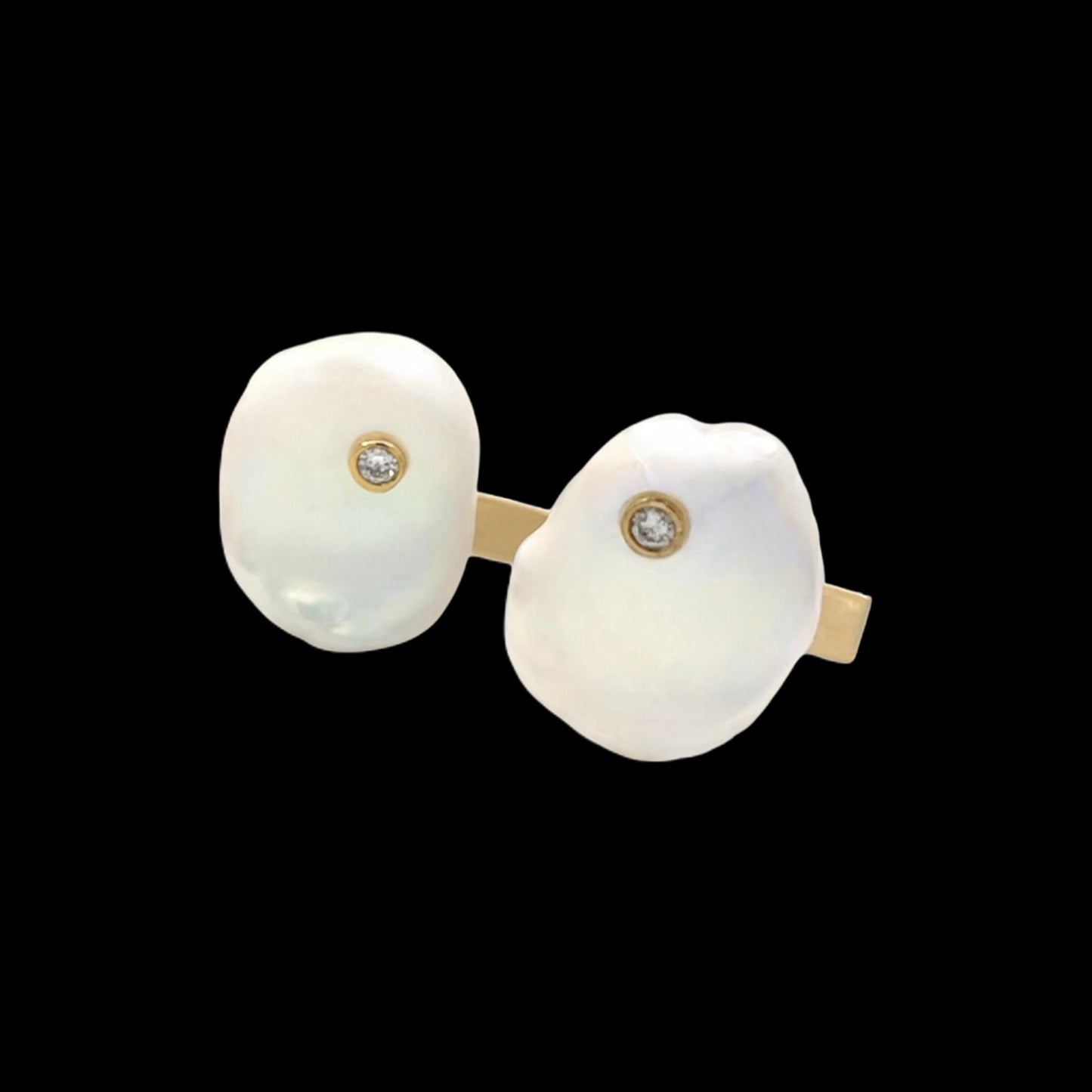 Diamond Fresh Water Pearl Cufflinks 14k Gold Designer Certified $2,490 011916