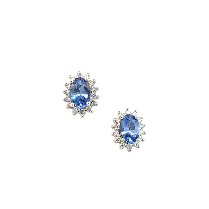 Natural Sapphire Diamond Earrings 14k White Gold 1.68 TCW Certified $3,950 215099