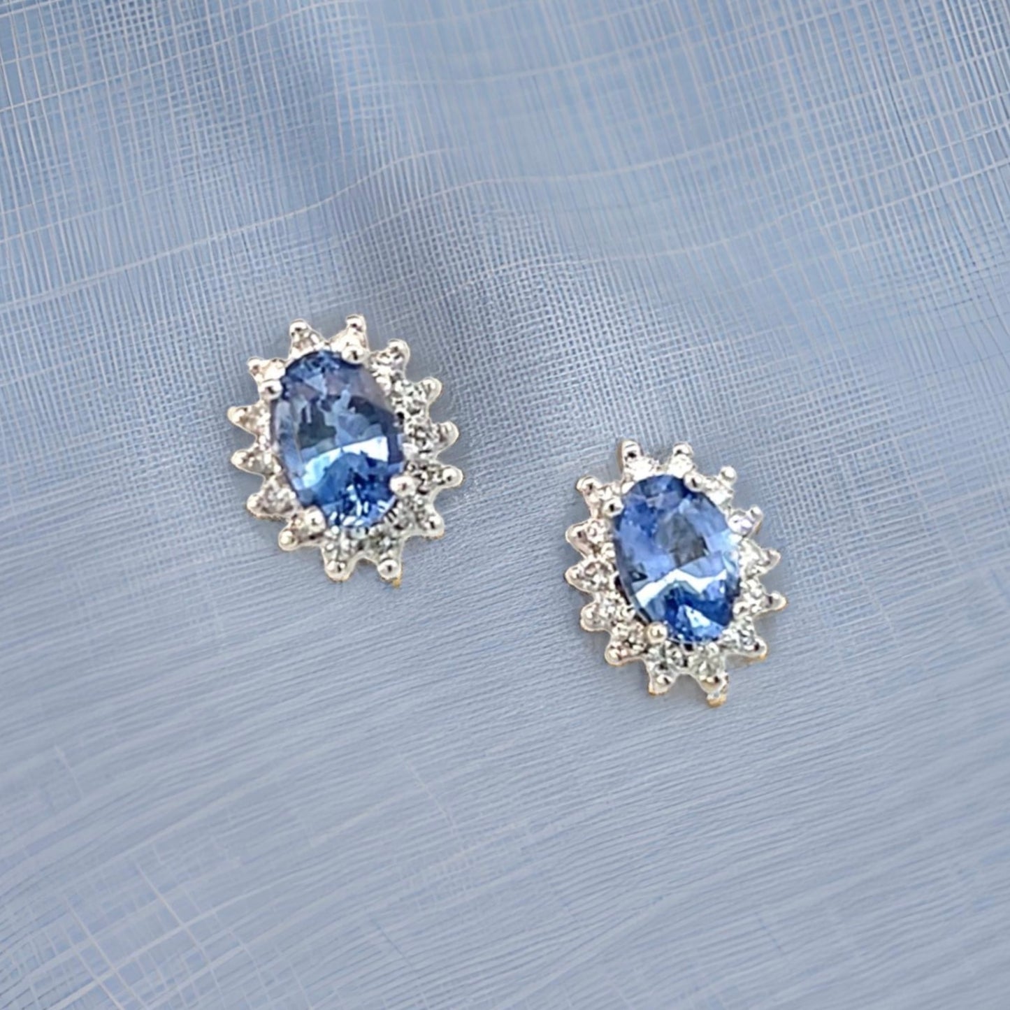 Natural Sapphire Diamond Earrings 14k White Gold 1.68 TCW Certified $3,950 215099