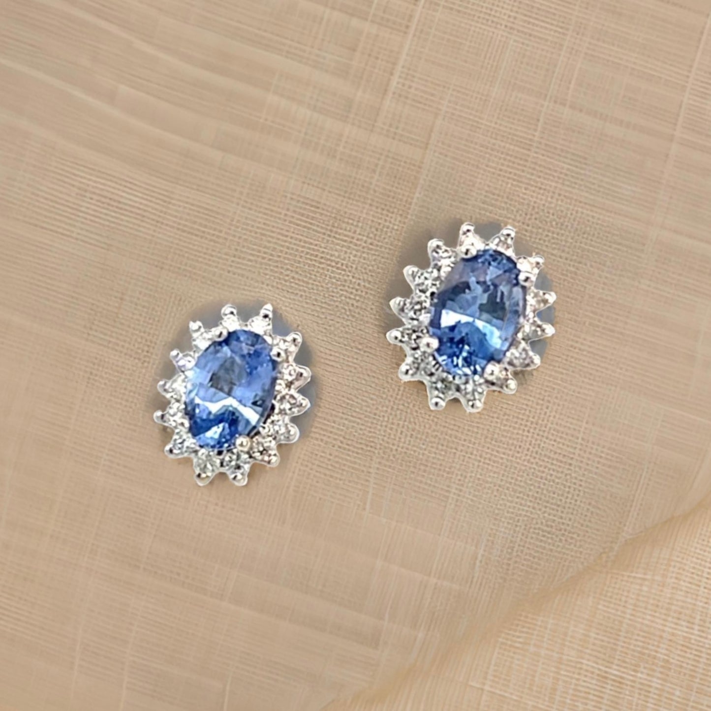 Natural Sapphire Diamond Earrings 14k White Gold 1.68 TCW Certified $3,950 215099