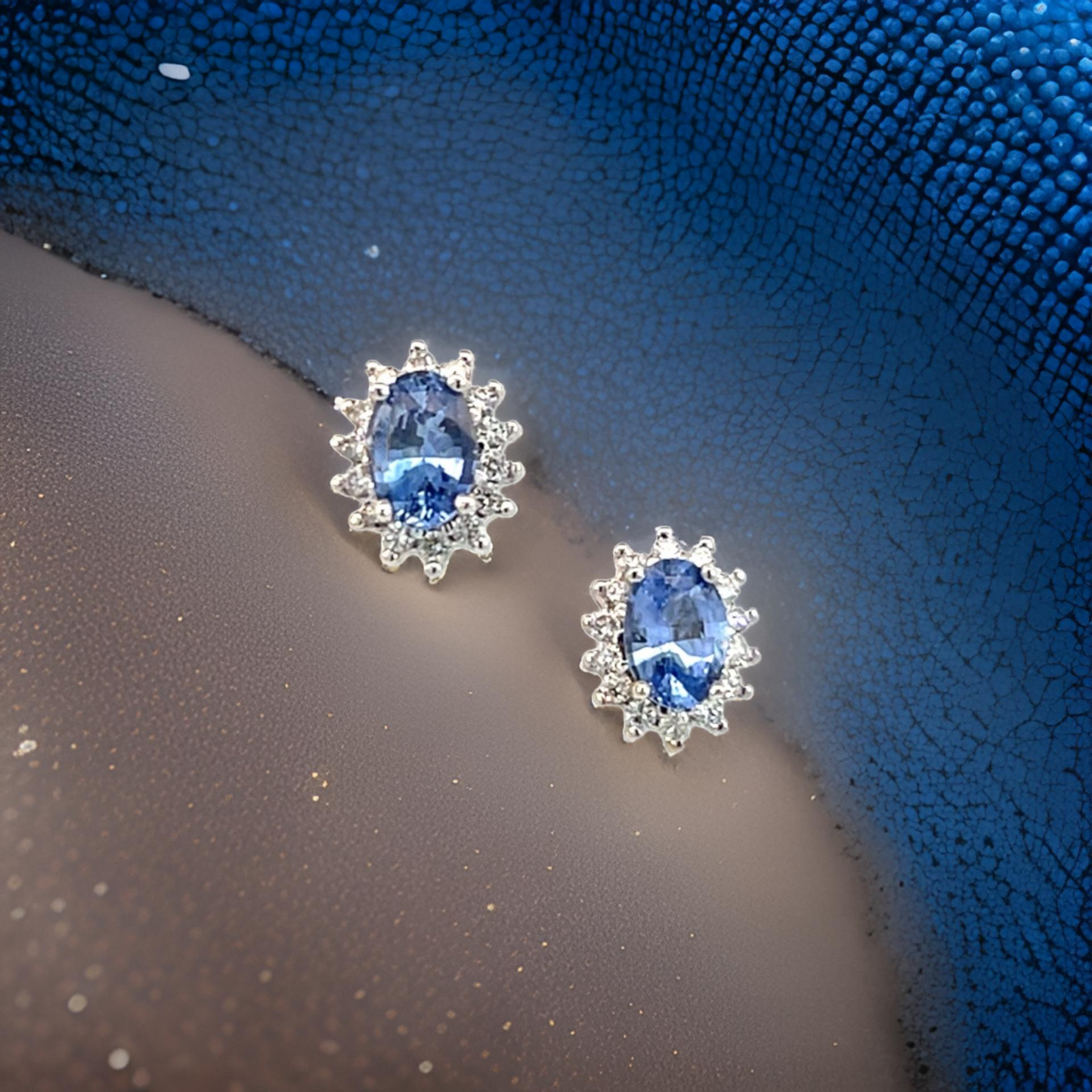 Natural Sapphire Diamond Earrings 14k White Gold 1.68 TCW Certified $3,950 215099