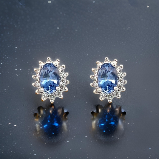 Natural Sapphire Diamond Earrings 14k White Gold 1.68 TCW Certified $3,950 215099