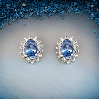 Natural Sapphire Diamond Earrings 14k White Gold 1.68 TCW Certified $3,950 215099