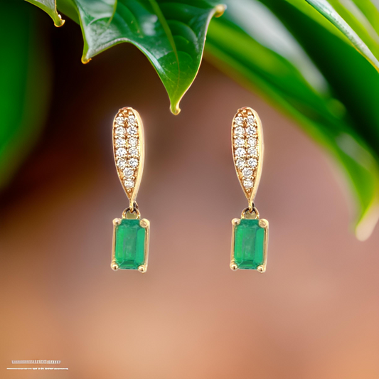 Natural Emerald Diamond Earrings 14k Yellow Gold 1.09 TCW Certified $2,490 018697