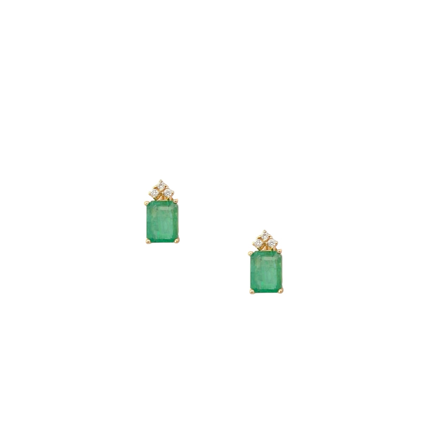 Natural Emerald Diamond Earrings 14k Yellow Gold 3.0 TCW Certified $3,950 210745