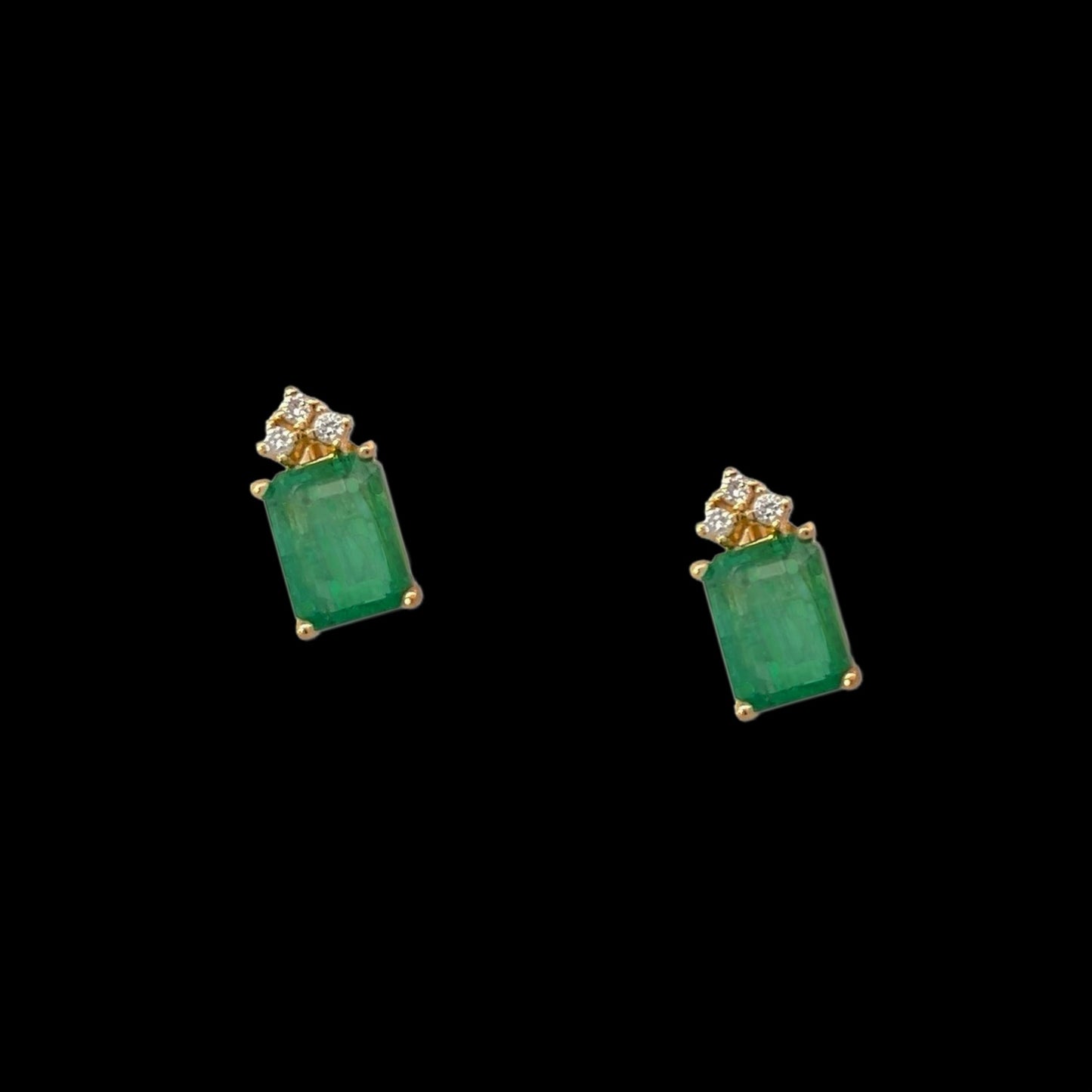 Natural Emerald Diamond Earrings 14k Yellow Gold 3.0 TCW Certified $3,950 210745