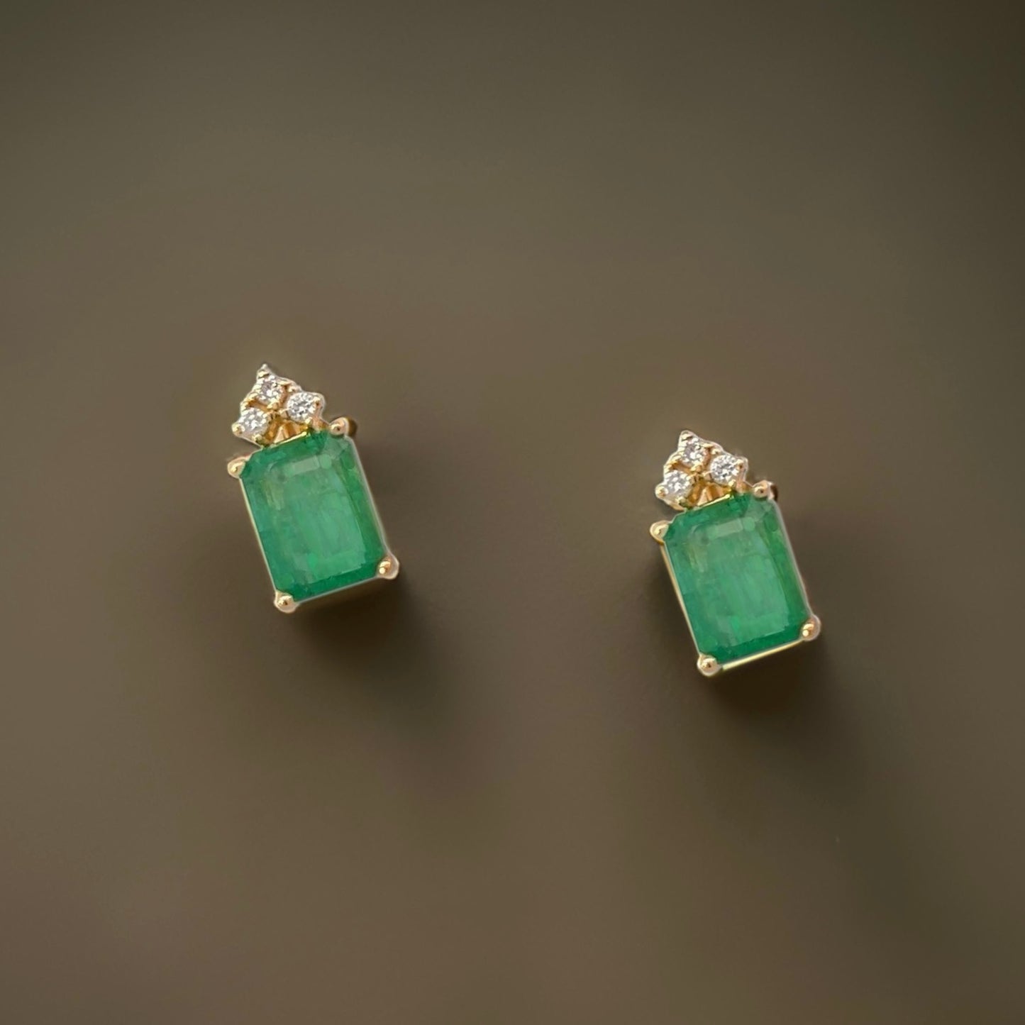 Natural Emerald Diamond Earrings 14k Yellow Gold 3.0 TCW Certified $3,950 210745