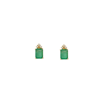 Natural Emerald Diamond Earrings 14k Yellow Gold 3.0 TCW Certified $3,950 210745