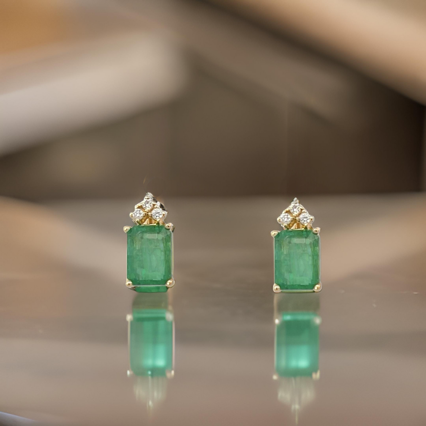 Natural Emerald Diamond Earrings 14k Yellow Gold 3.0 TCW Certified $3,950 210745