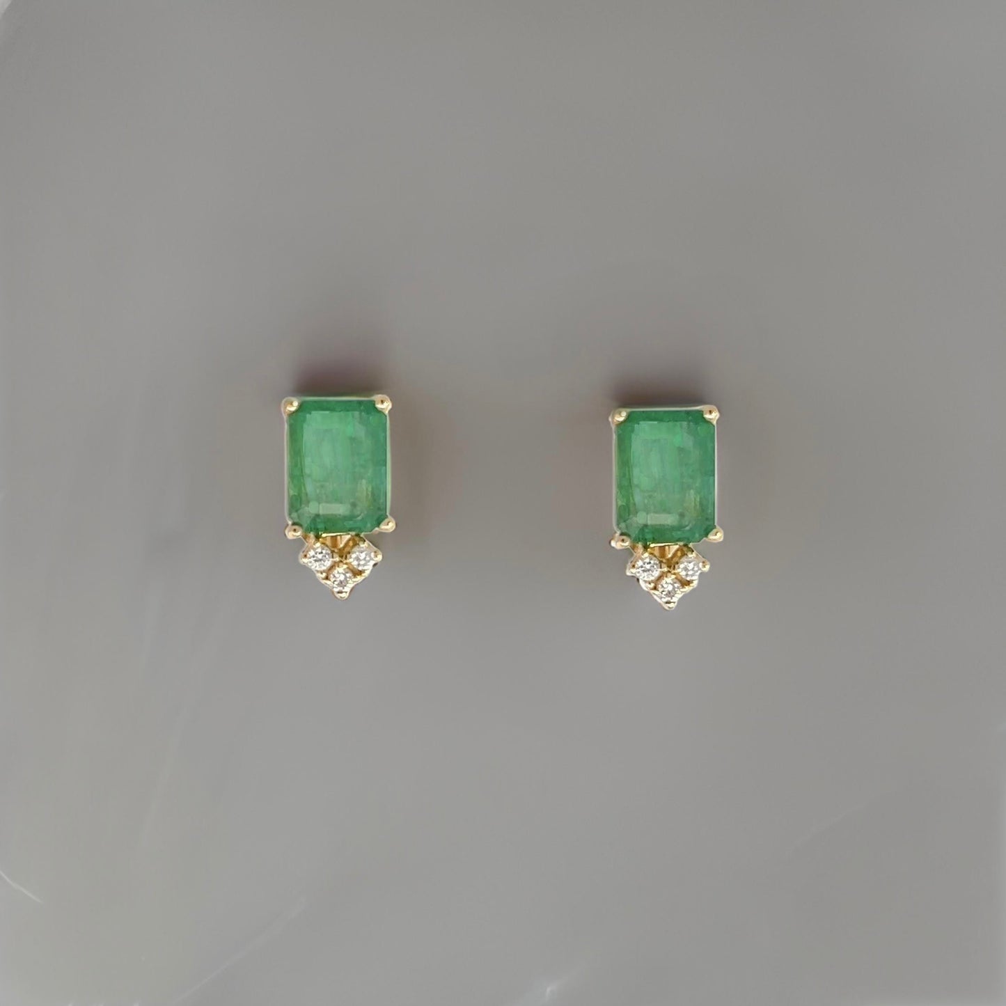 Natural Emerald Diamond Earrings 14k Yellow Gold 3.0 TCW Certified $3,950 210745