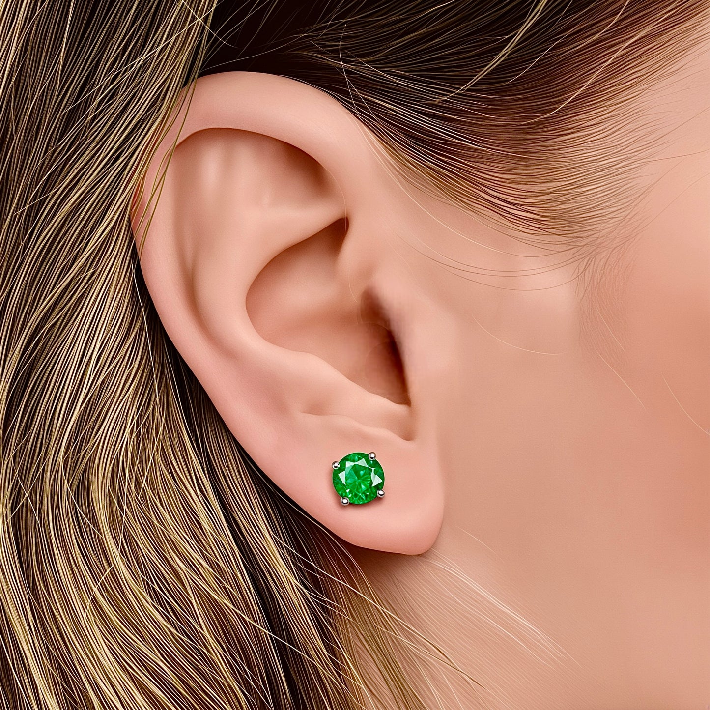 Natural Emerald Stud Earrings 14k White Gold 1.93 Carats Certified $1,995 121155