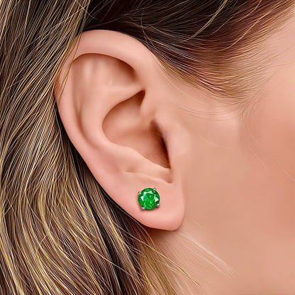 Natural Emerald Stud Earrings 14k White Gold 1.93 Carats Certified $1,995 121155