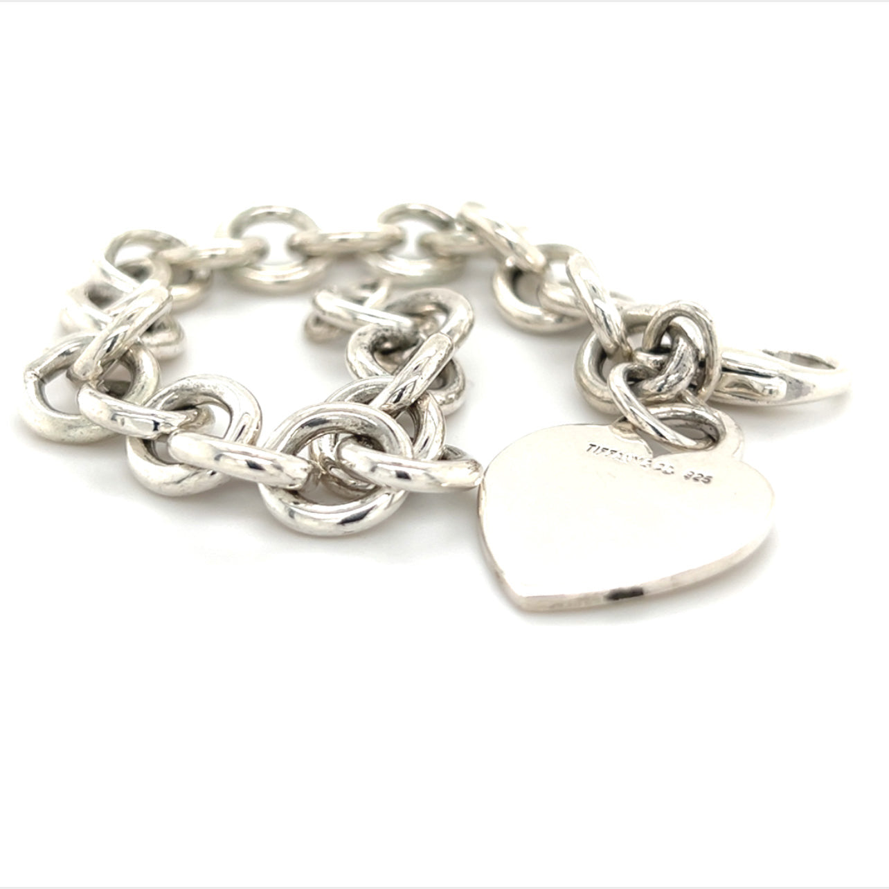 Tiffany & Co Estate Heart Charm Bracelet 7.5" Sterling Silver 34.9g TIF758