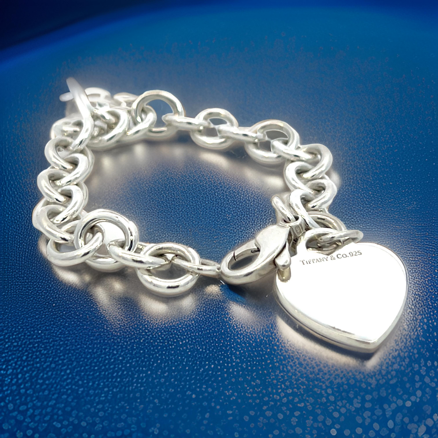 Tiffany & Co Estate Heart Charm Bracelet 7.5" Sterling Silver 34.9g TIF757