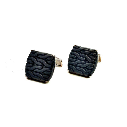 John Hardy Carved Onyx Cufflinks Sterling Silver Estate JH110
