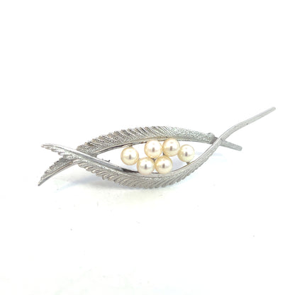 Mikimoto Estate Akoya Pearl Brooch Pin Sterling Silver 5 mm M409