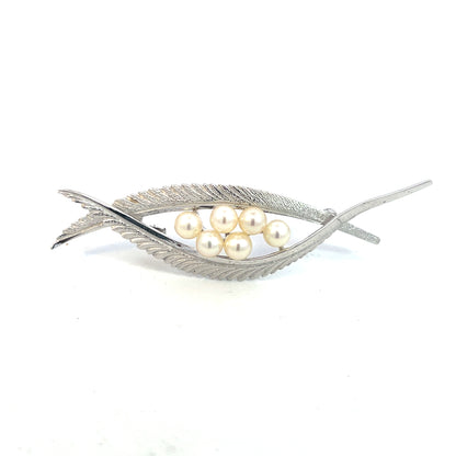 Mikimoto Estate Akoya Pearl Brooch Pin Sterling Silver 5 mm M409