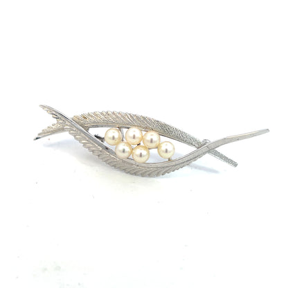 Mikimoto Estate Akoya Pearl Brooch Pin Sterling Silver 5 mm M409