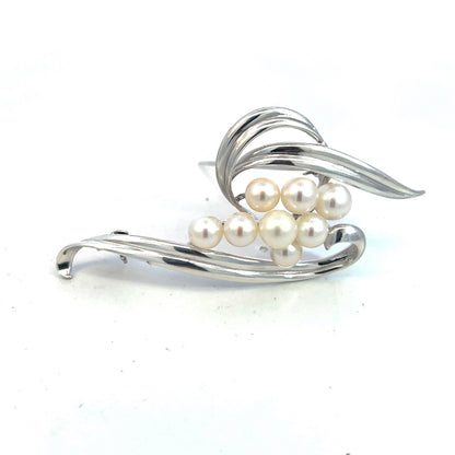 Mikimoto Estate Akoya Pearl Brooch Pin Sterling Silver 6.50 mm M422