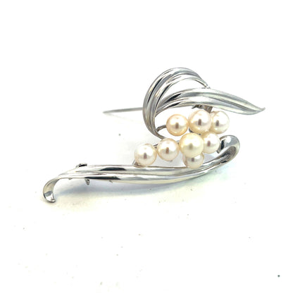 Mikimoto Estate Akoya Pearl Brooch Pin Sterling Silver 6.50 mm M422