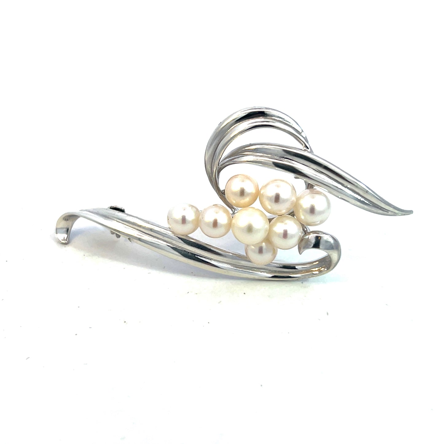 Mikimoto Estate Akoya Pearl Brooch Pin Sterling Silver 6.50 mm M422