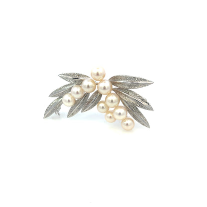 Mikimoto Estate Akoya Pearl Brooch Pin Sterling Silver 6.8 mm M424