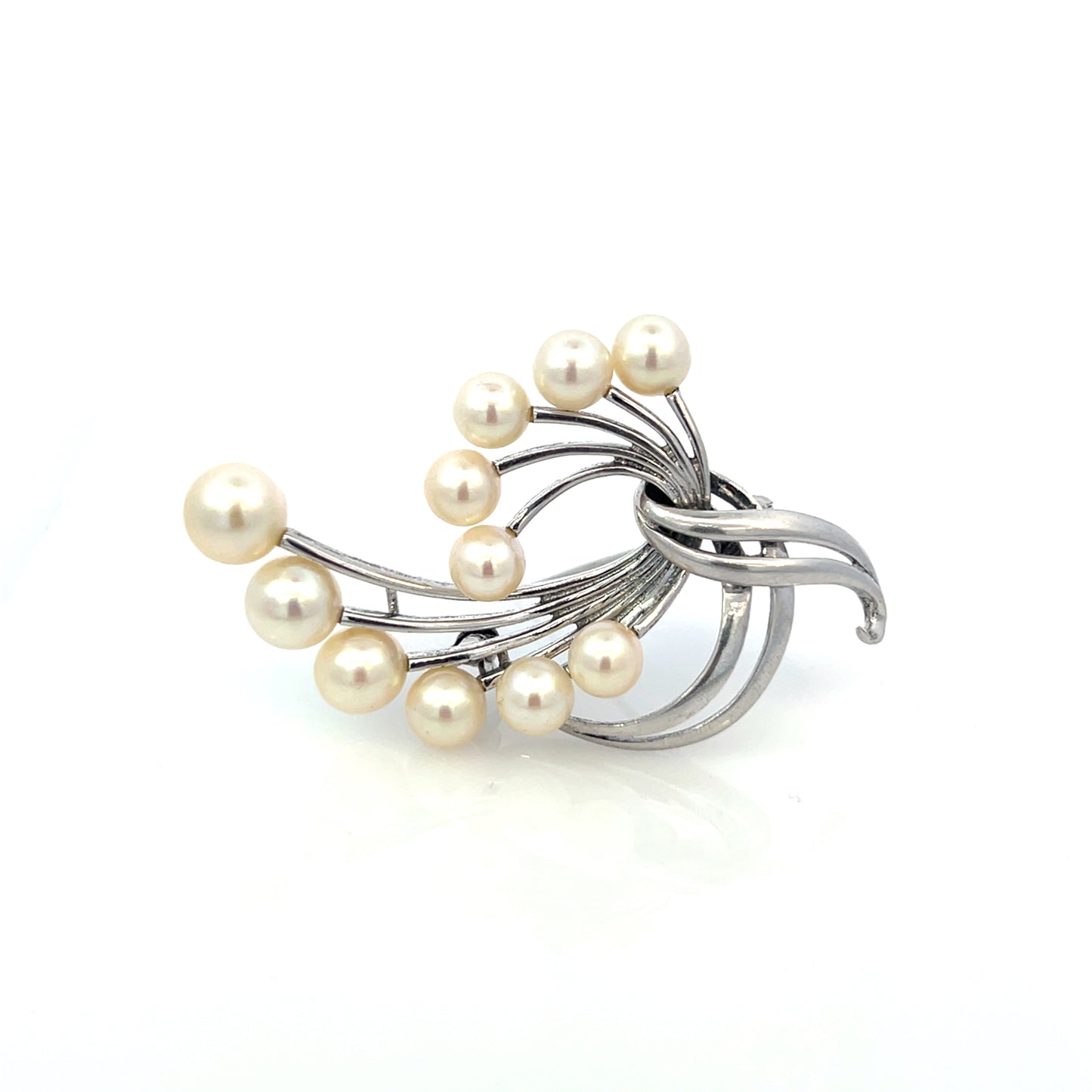 Mikimoto Estate Akoya Pearl Brooch Pin Sterling Silver 7.6 mm M425