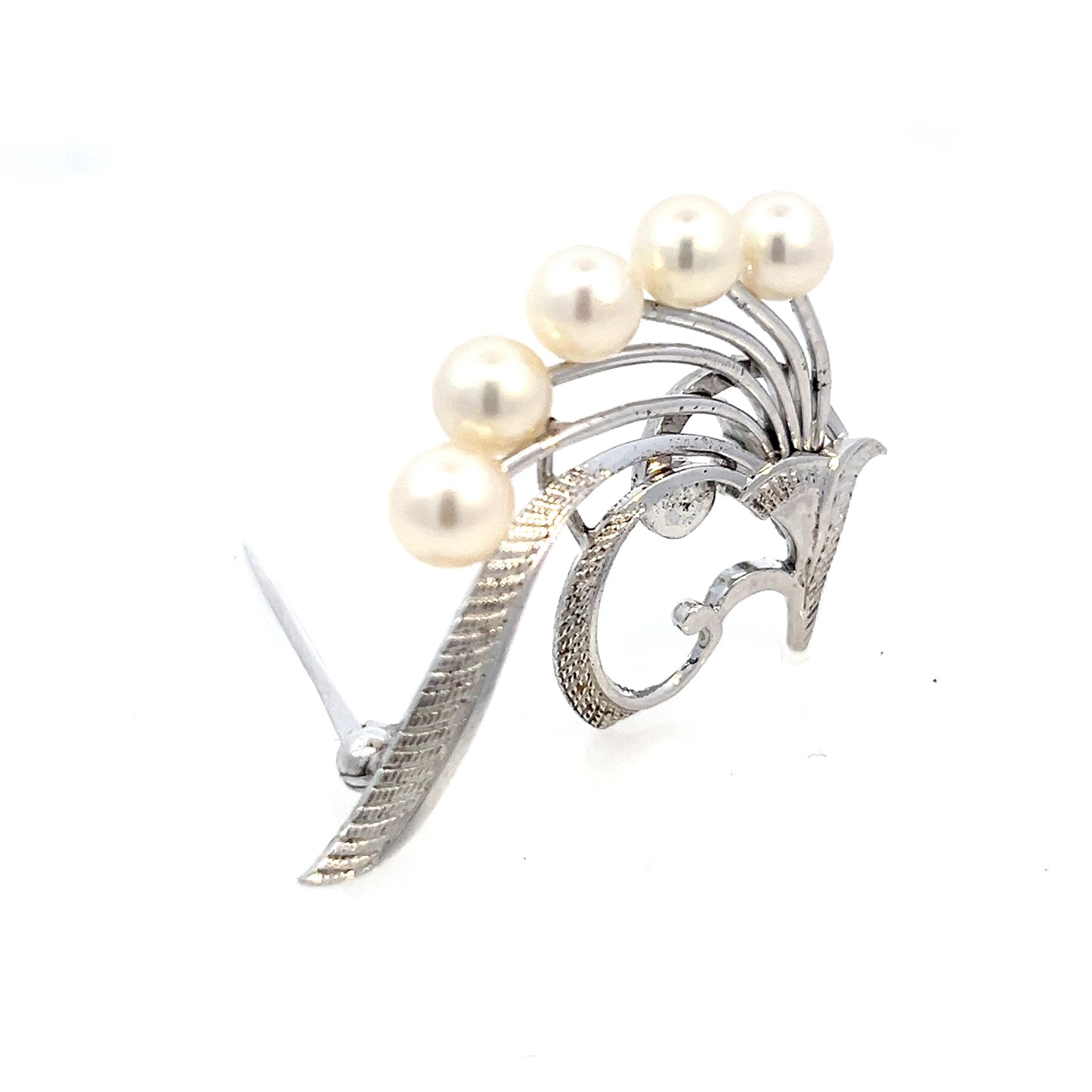 Mikimoto Estate Akoya Pearl Brooch Pin Sterling Silver 5.54-5.16 mm M434