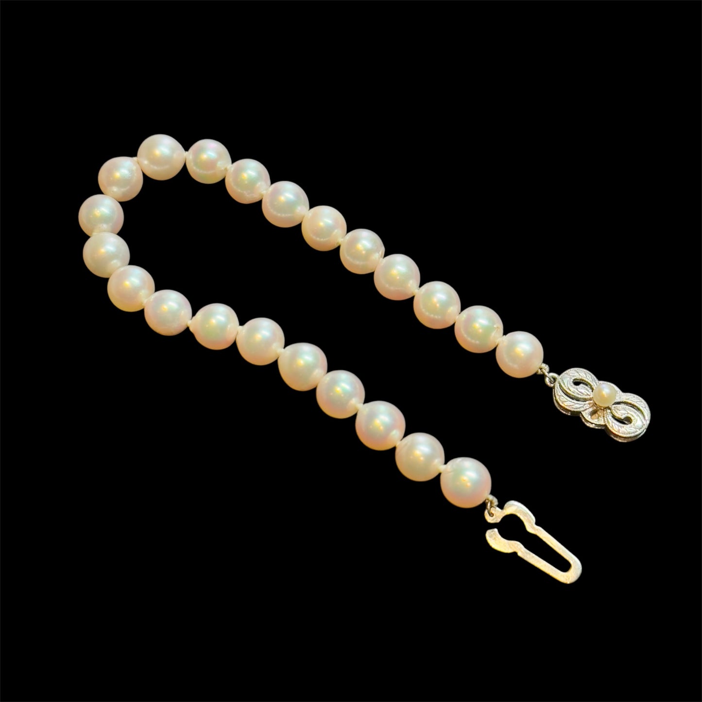 Mikimoto Estate Akoya Pearl Bracelet 8" Sterling Silver 8 mm M436