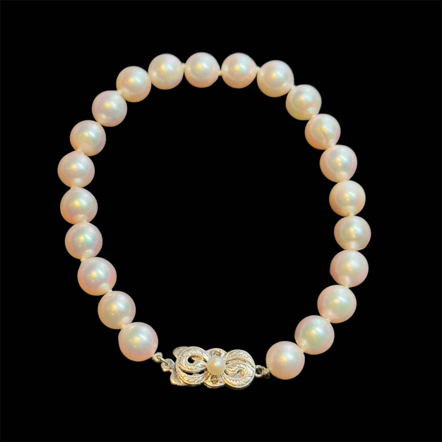 Mikimoto Estate Akoya Pearl Bracelet 8" Sterling Silver 8 mm M436