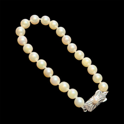 Mikimoto Estate Akoya Pearl Bracelet 7" Sterling Silver 7 mm M437