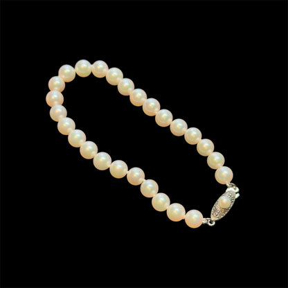 Mikimoto Estate Akoya Pearl Bracelet 7" Sterling Silver 6 mm M438