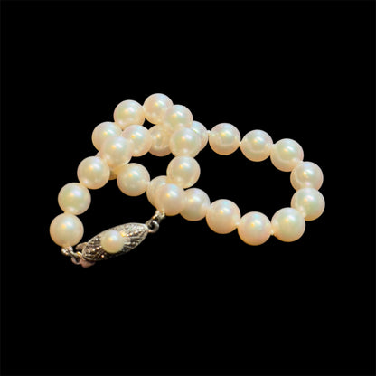 Mikimoto Estate Akoya Pearl Bracelet 7" Sterling Silver 6 mm M438