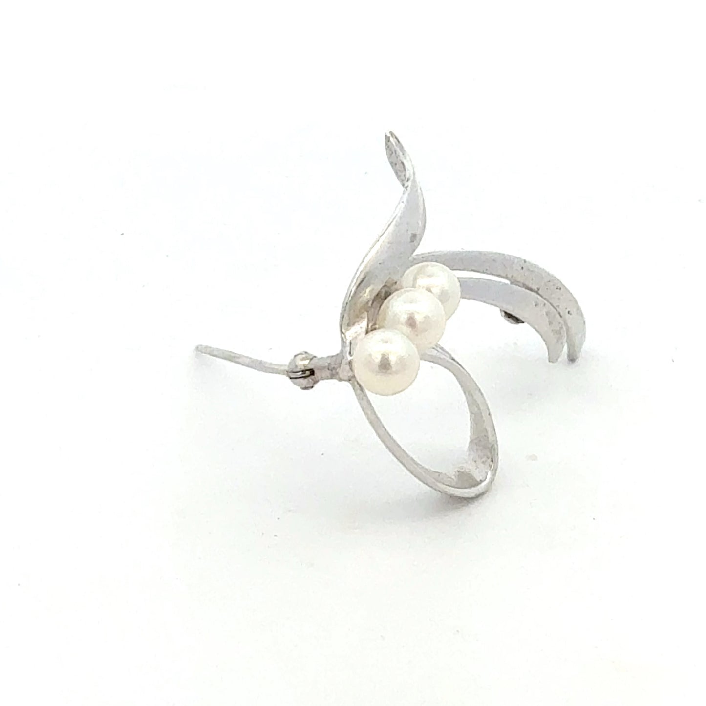 Mikimoto Akoya Pearl Brooch 5.45 mm Sterling Silver Estate M455