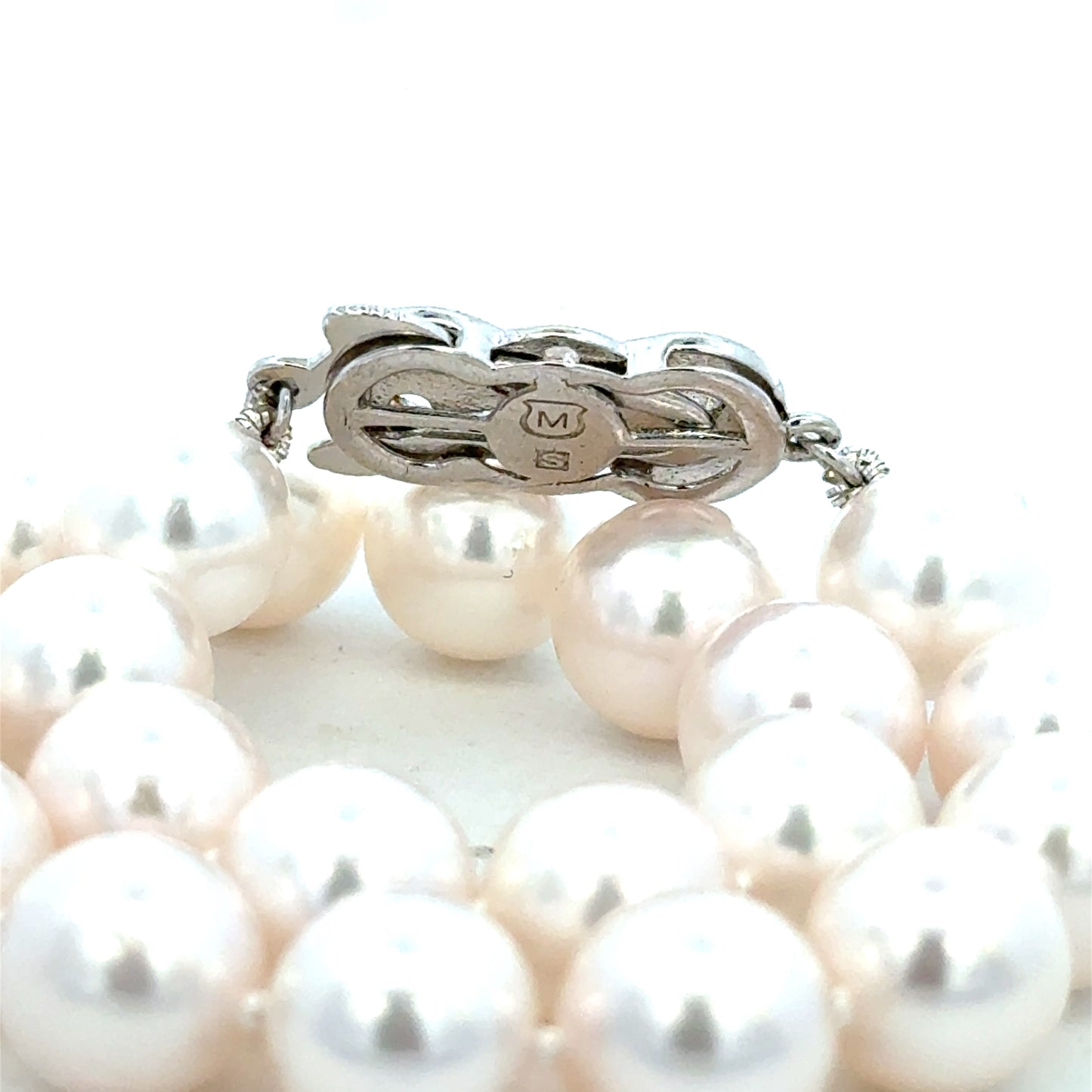 Mikimoto Akoya Pearl Bracelet 8" 8.5 mm Sterling Silver Estate M459