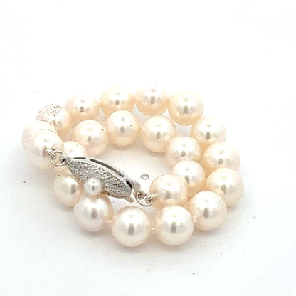 Mikimoto Akoya Pearl Bracelet 6.75" 7 mm Sterling Silver Estate M461
