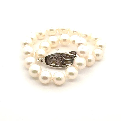 Mikimoto Akoya Pearl Bracelet 7.5" 6.5 mm Sterling Silver Estate M460