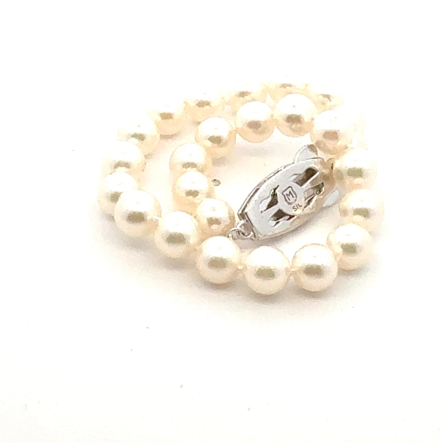 Mikimoto Akoya Pearl Bracelet 7.5" 6.5 mm Sterling Silver Estate M460