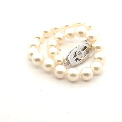 Mikimoto Akoya Pearl Bracelet 7.5" 6.5 mm Sterling Silver Estate M460