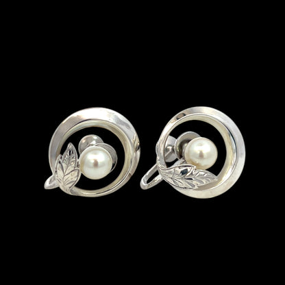 Mikimoto Estate Akoya Pearl Earrings Sterling Silver 6 mm M428