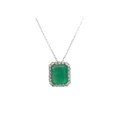 Natural Emerald Diamond Necklace 18" 14k White Gold 2.64 TCW Certified $3,950 410443