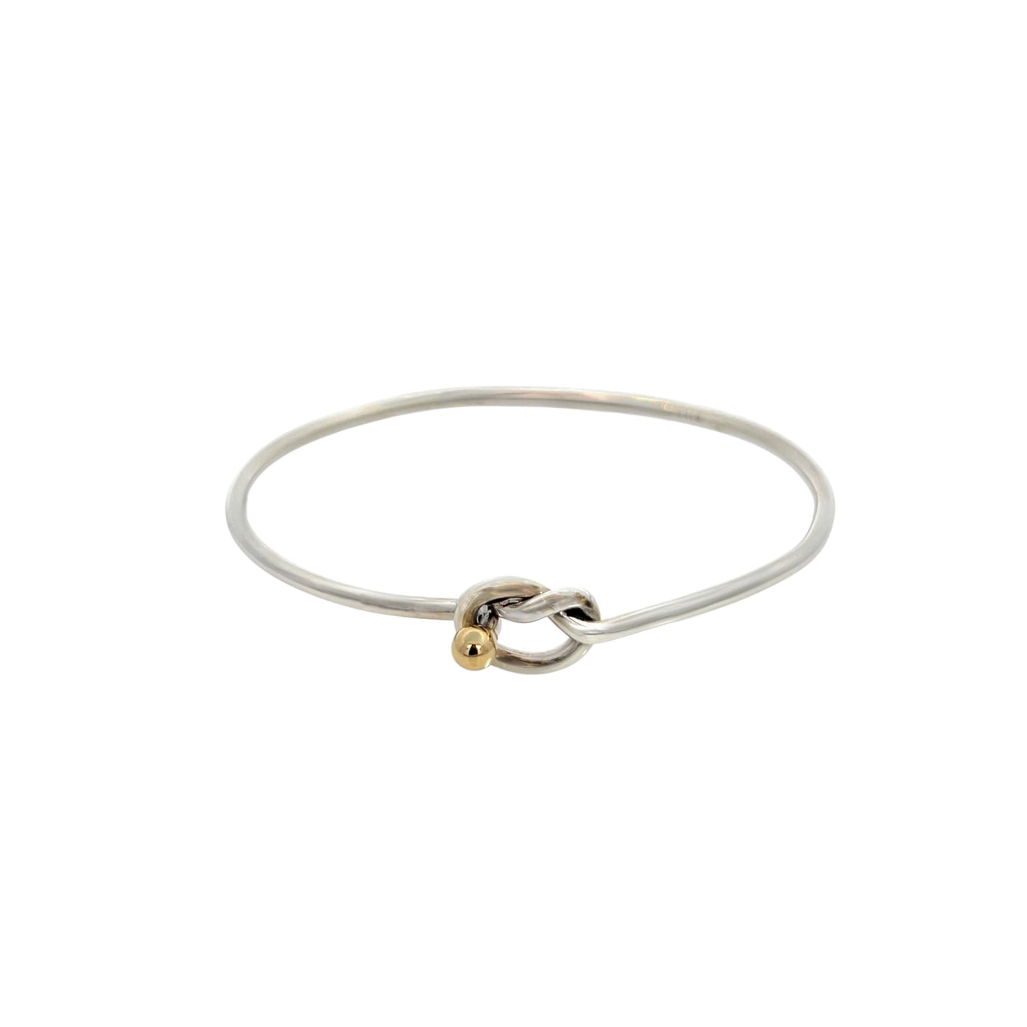 Tiffany & Co Estate Love Knot Bangle Bracelet 6.5" 18KT + Silver TIF801