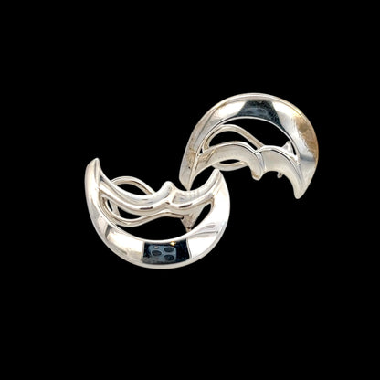 Tiffany & Co Estate Moon Omega Back Earrings by Paloma Picasso Sterling Silver TIF797