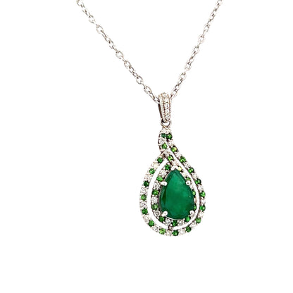 Natural Emerald Diamond Necklace 18" 14k Gold 5.6 TCW Certified $6,950 301451