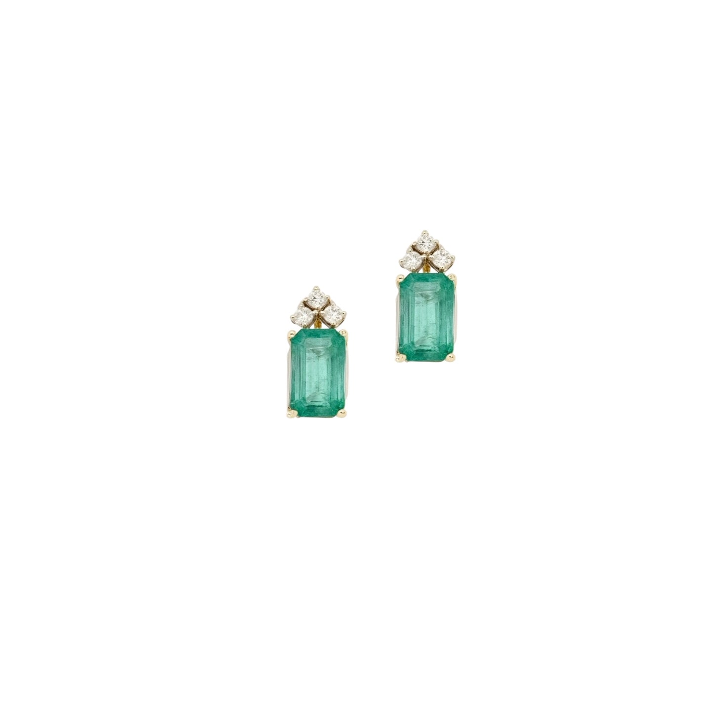 Natural Emerald Diamond Earrings 14k Yellow Gold 1.69 TCW Certified $2,950 121255