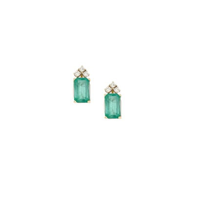 Natural Emerald Diamond Earrings 14k Yellow Gold 1.69 TCW Certified $2,950 121255